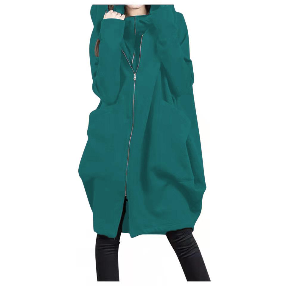 Casual Women Winter Zipper Hoodies Overcoat-Green-S-Free Shipping at meselling99