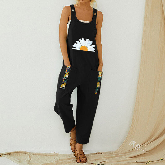 Summer Women Daisy Print Jumpsuits--Free Shipping at meselling99