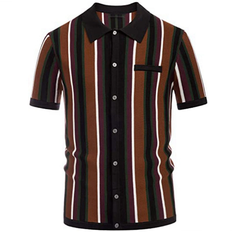 Striped Summer Striped Men T Shirts-Shirts & Tops-Free Shipping at meselling99