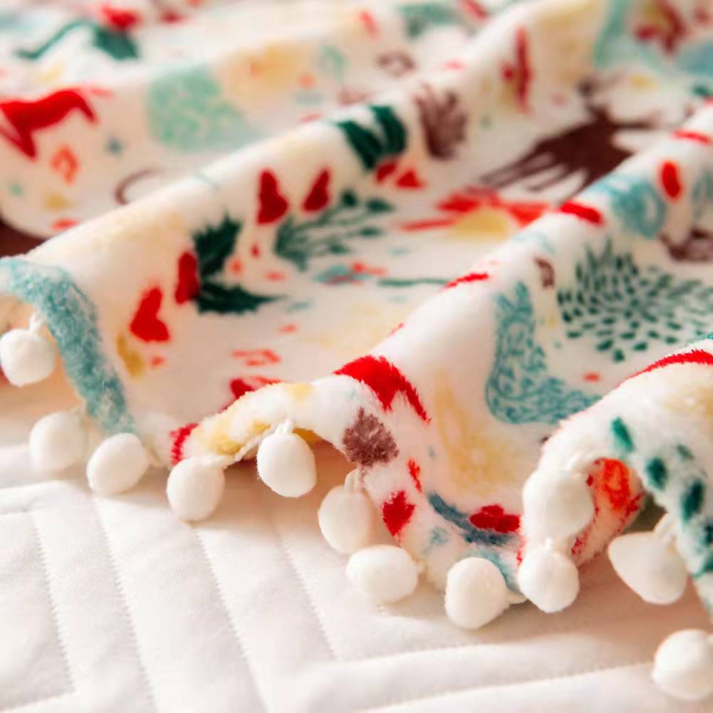 Christmas Deer/snowman Print Fleece Throw Blankets-Blankets-Free Shipping at meselling99