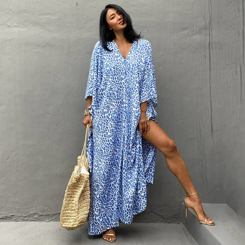Summer Holiday Women Pullover Beachwear Cover Ups-Blue-One Size-Free Shipping at meselling99