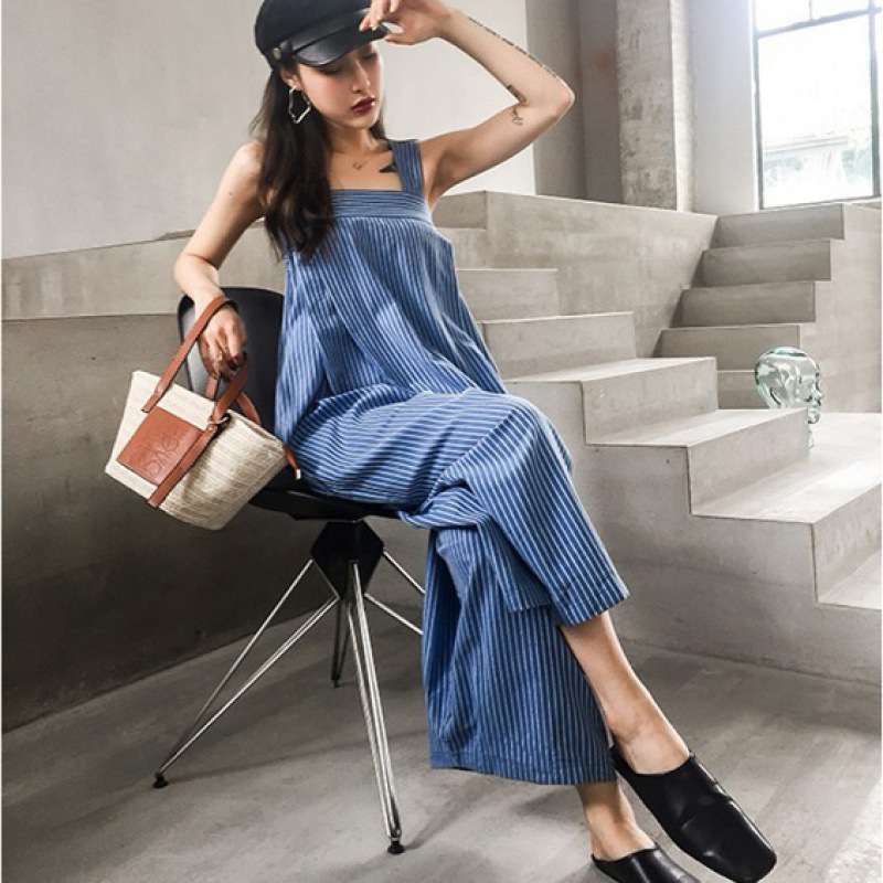 Fashion Loose High Waist Striped Leisure Jumpsuits--Free Shipping at meselling99