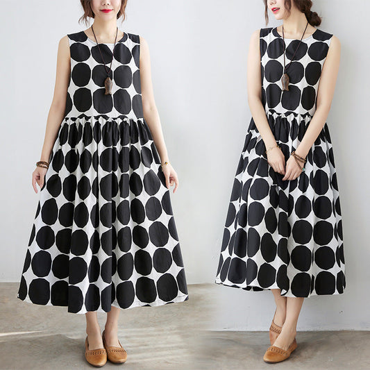 Summer Women Dot Print Midi Dresses-Dresses-Free Shipping at meselling99
