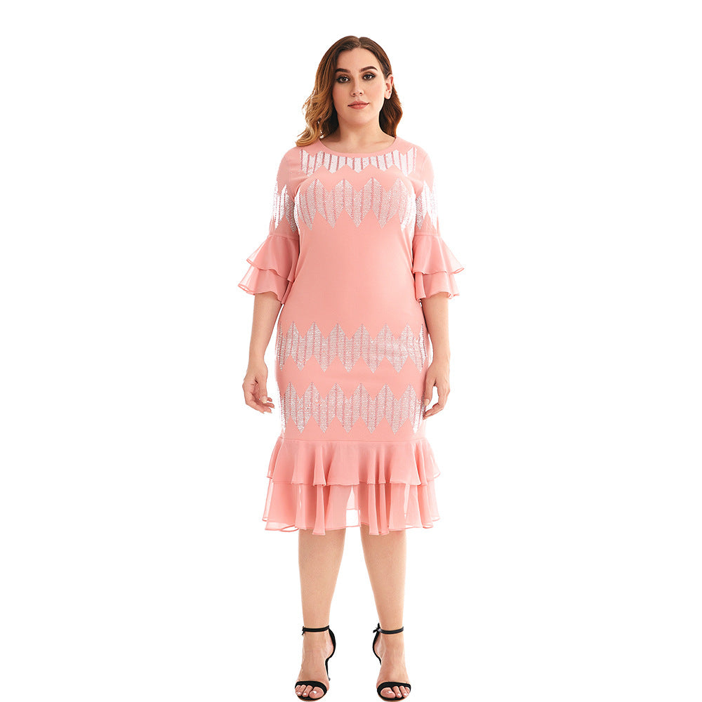 Designed Plus Sizes Mermaid Dresses-Dresses-Pink-L-Free Shipping at meselling99