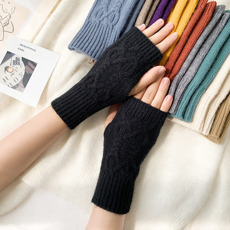 2 pairs/Set Winter Warm Figerless Knitted Gloves-Gloves & Mittens-Black-One Size-Free Shipping at meselling99