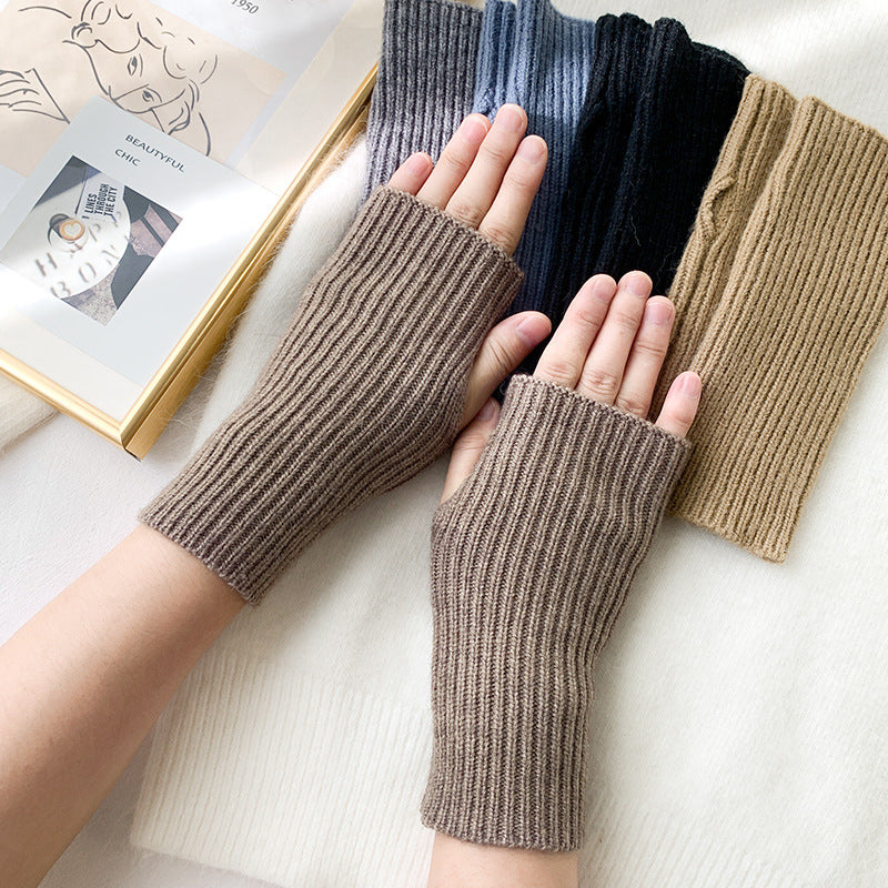 2 pairs/Set Winter Warm Figerless Knitted Gloves-Gloves & Mittens-Light Coffee-1-One Size-Free Shipping at meselling99