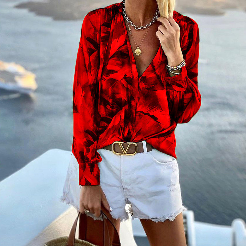 Summer Bohemia Long Sleeves Blouses for Women-Shirts & Tops-Red-S-Free Shipping at meselling99