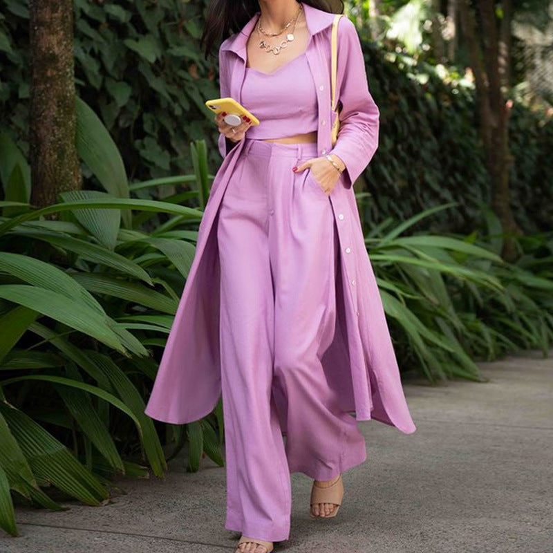 Fall Leisure Women Three Pieces Outfits-Light Purple-S-Free Shipping at meselling99