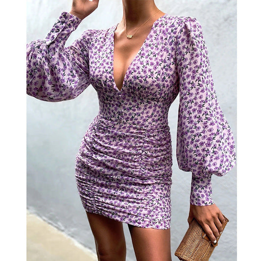 Sexy Floral Print Bodycon Women Mini Dresses-Dresses-Free Shipping at meselling99