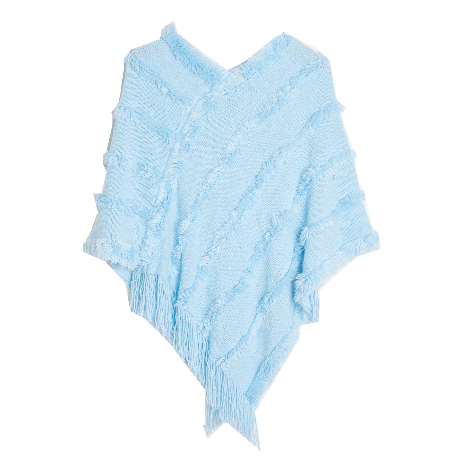 Fashion Knitting Women Capes-Shawls-Light Blue-80-100cm-Free Shipping at meselling99