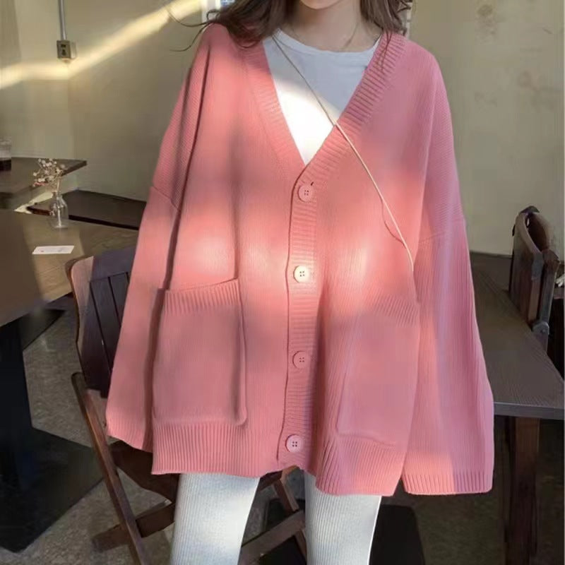 Casual Winter Women Knitted Cardigan Sweaters-Shirts & Tops-Pink-One Size-Free Shipping at meselling99