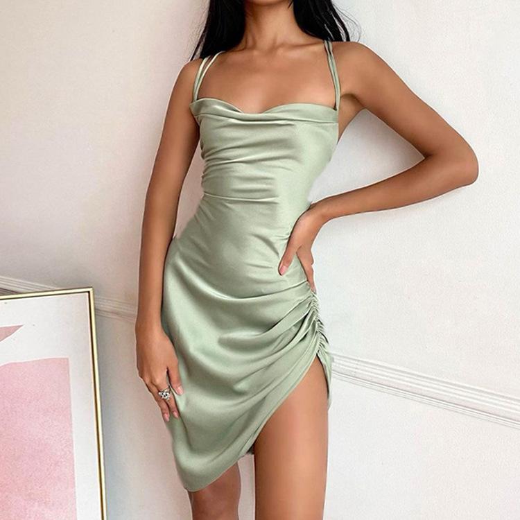 Meselling99 New Arrival Sexy Simple Style Backless Mini Dress-Mini Dresses-Light Green-L-Free Shipping at meselling99