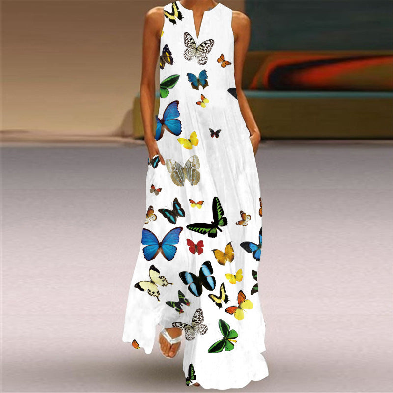 Fashion Women Floral Print Pocket Long Dresses-Boho Dresses-VLCQ-116-S-Free Shipping at meselling99