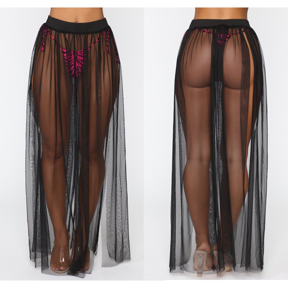 Summer See Through Beach Cover Up Skirt-Swimwear-Black-S-Free Shipping at meselling99
