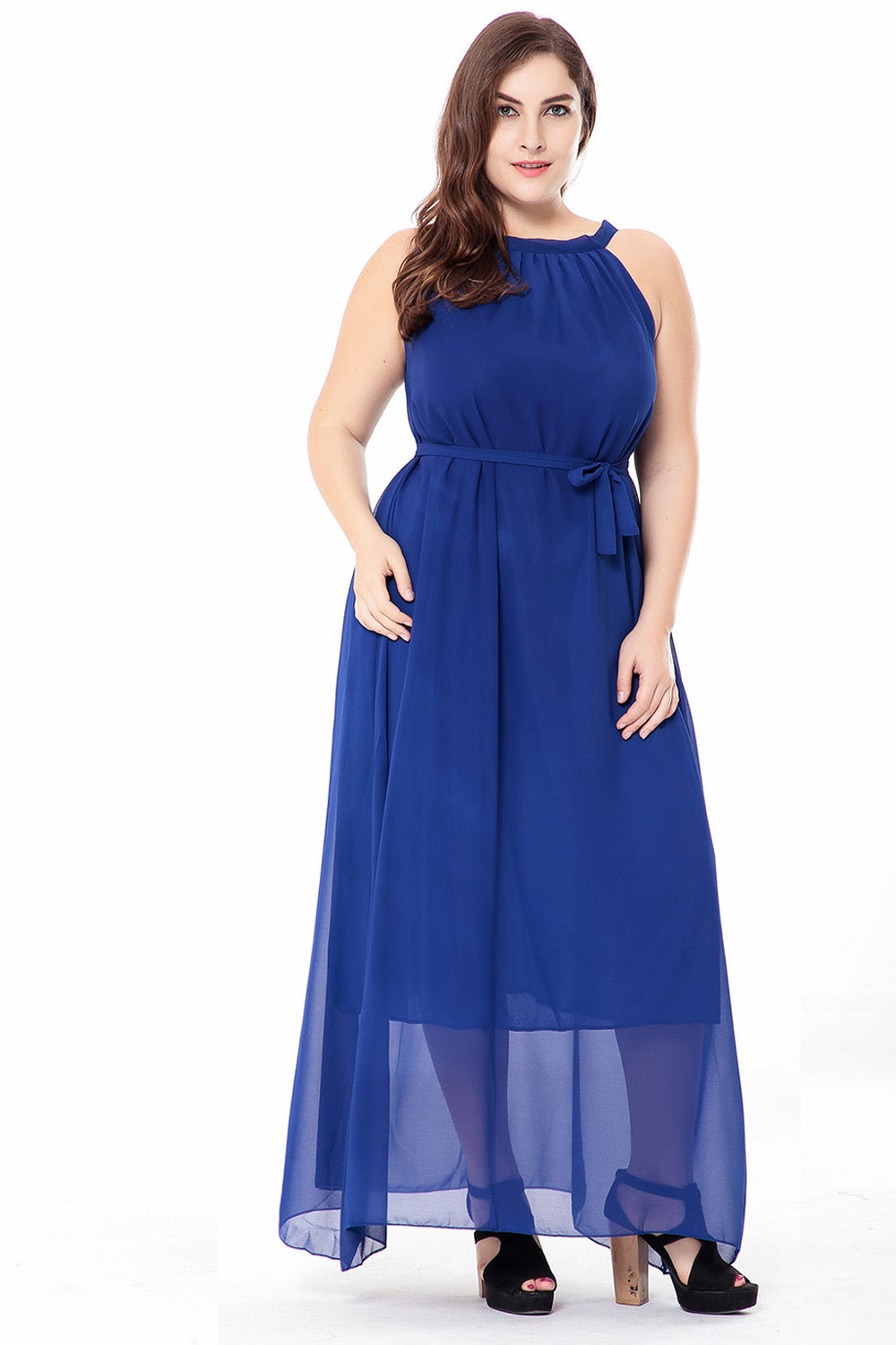 Summer Boho Plus Sizes Chiffon Dresses-Maxi Dresses-Dark Blue-L-US 12-Free Shipping at meselling99