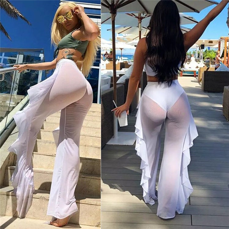 Sexy See Throught Summer Beach Holiday Pants-Swimwear-White-S-Free Shipping at meselling99