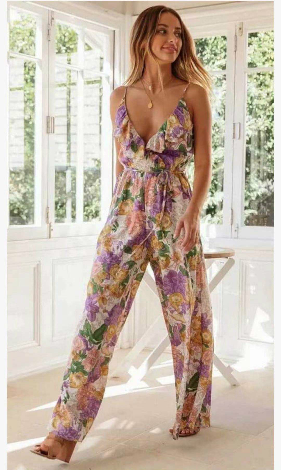 Summer Ruffed Lace Up Jumpsuits--Free Shipping at meselling99