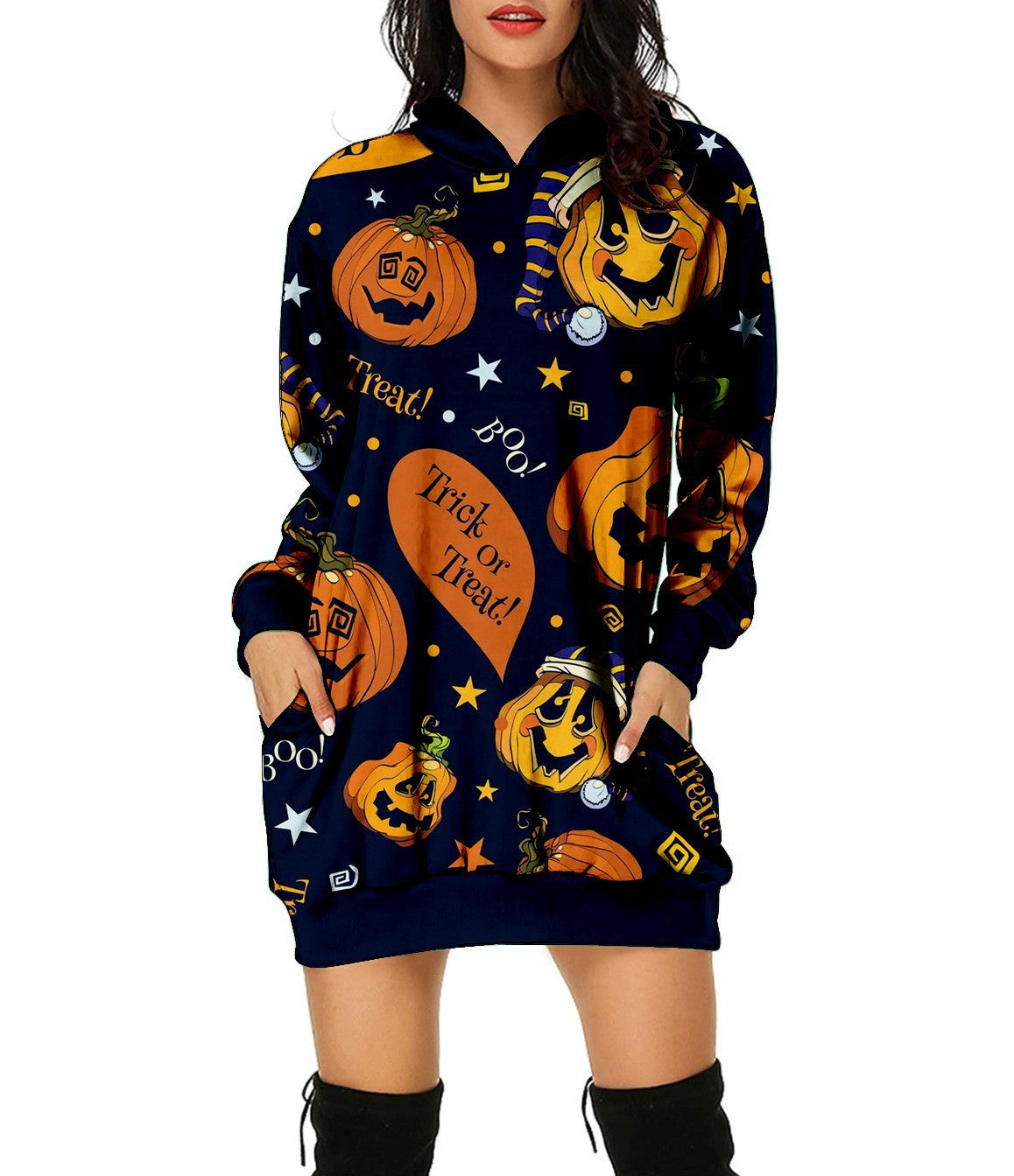 Halloween Pumpkin Design Pullover Hoodies for Women-Shirts & Tops-A-S-Free Shipping at meselling99