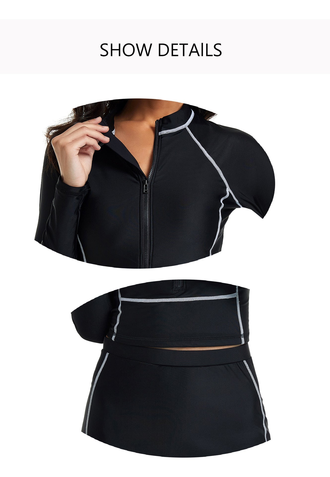 Black Long Sleeves Surfing Wetsuits for Women-Swimwear-Free Shipping at meselling99
