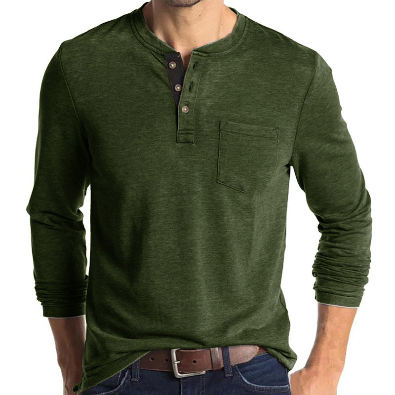 Casual Long Sleeves T Shirts for Men-Shirts & Tops-Army Green-S-Free Shipping at meselling99