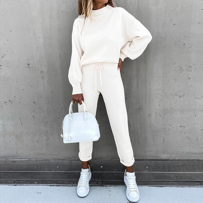 Casual High Neck Women Sports Suits with Pocket-Jumpsuits & Rompers-White-S-Free Shipping at meselling99