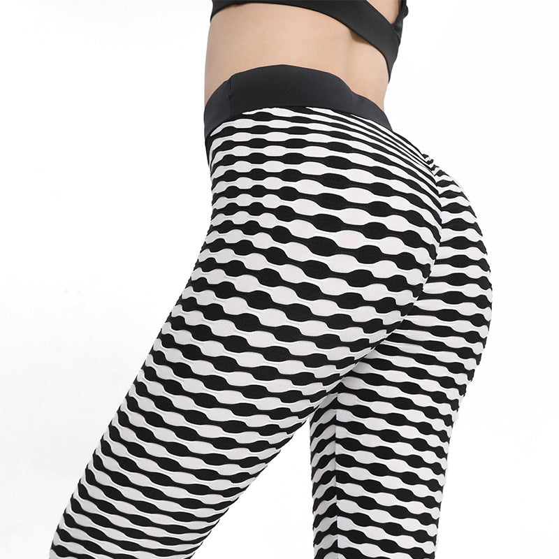 Sexy Striped Running Leggings for Women-Activewear-White-S-Free Shipping at meselling99