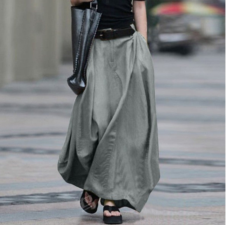 New Elastic Waist Women Plus Size Skirts-Dark Gray-S-Free Shipping at meselling99