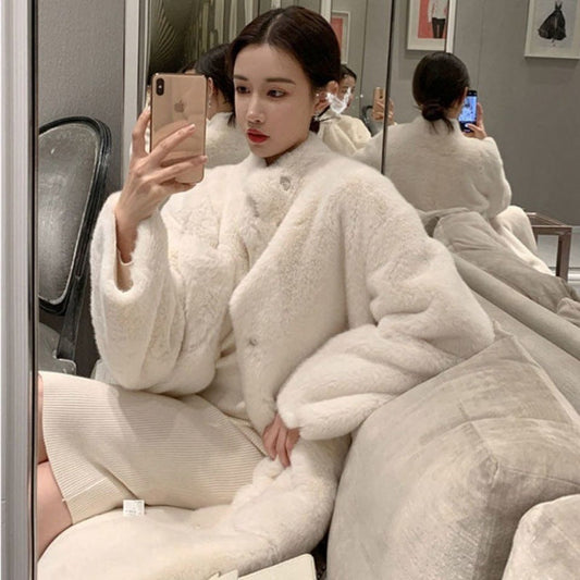 Winter Soft Warm Artificial Fur Long Overcoats for Women-Outerwear-Free Shipping at meselling99