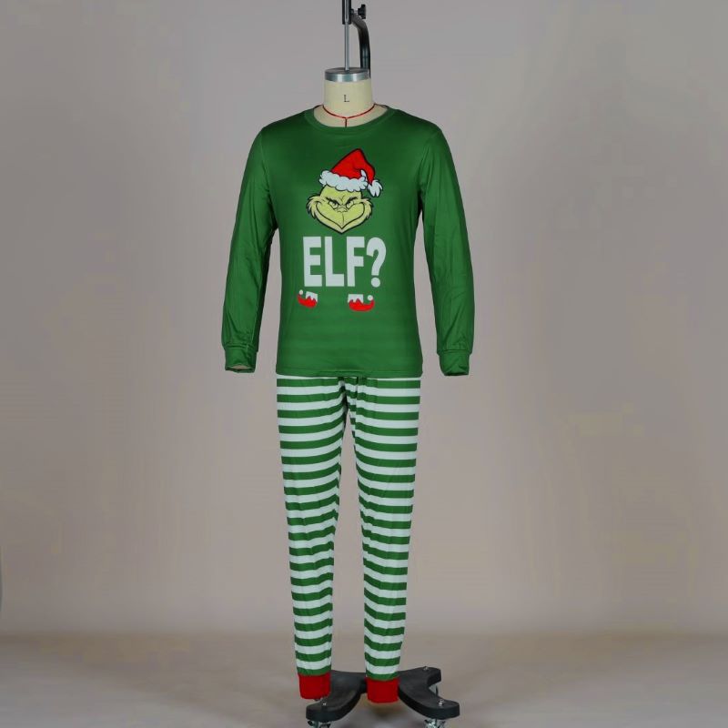 Green Christmas Parent-child Home Wear Pajama Sets-Pajamas-Free Shipping at meselling99