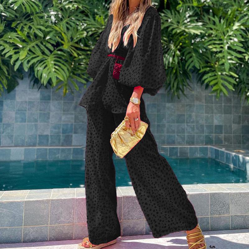 Fashion Leisuire Tops&pipe Pants Suits-Black-S-Free Shipping at meselling99