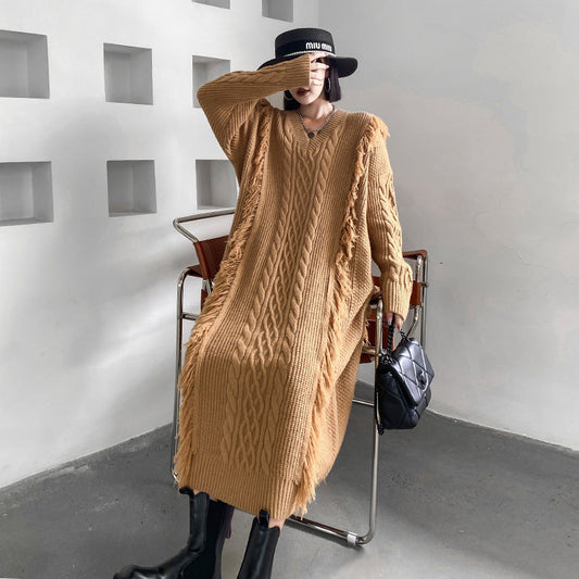 Fashion Winter Knitted Long Dresses-Dresses-Khaki-One Size-Free Shipping at meselling99