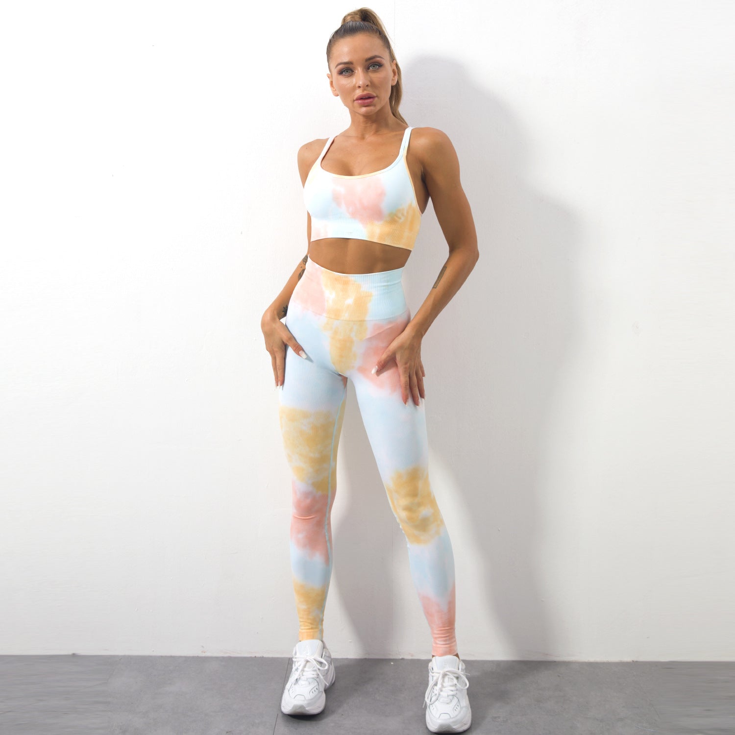 Sexy Halter Dyed Yoga Suits for Women-Exercise & Fitness-Yellow-S-Free Shipping at meselling99