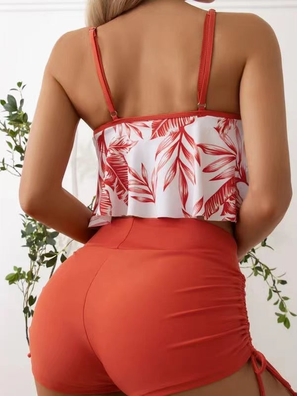 Sexy Leaf Print Two Pieces Women Swimsuits-Swimwear-Free Shipping at meselling99