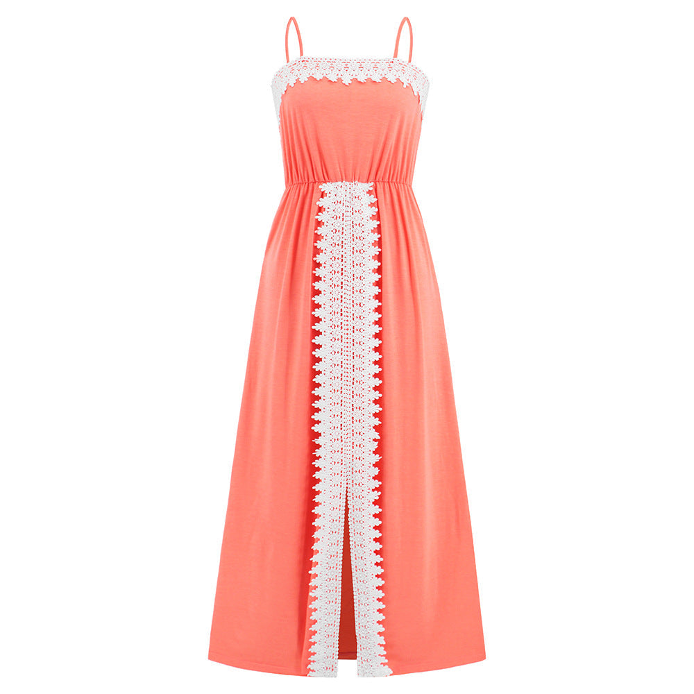 Elegant Lace Trim Summer Long Dresses-Dresses-LQ613-xihong-S-Free Shipping at meselling99