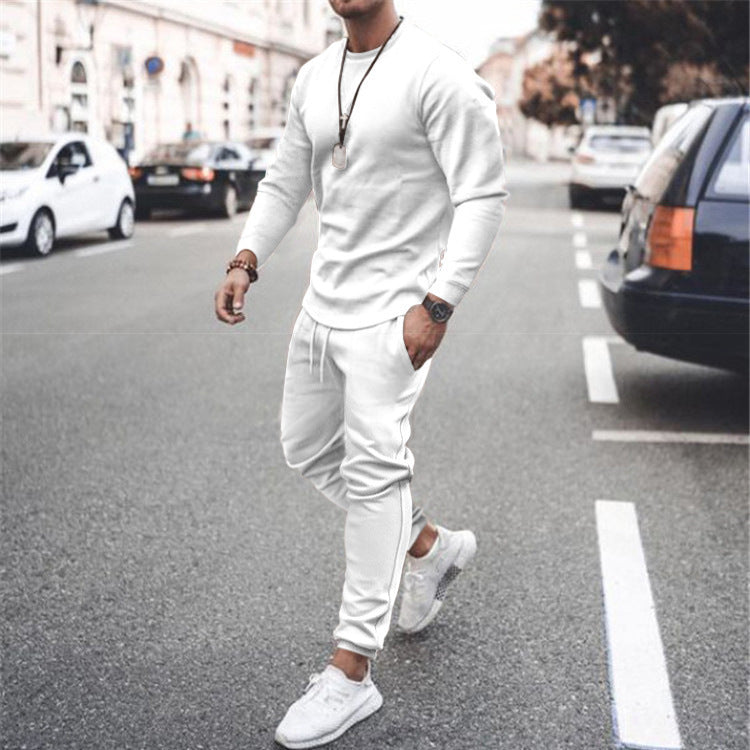 Casual Long Sleeves Men Two Pieces Suits-White-M-Free Shipping at meselling99