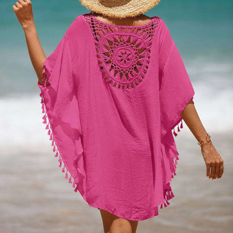 Summer Crochet Tassels Short Beach Cover Ups-Swimwear-Free Shipping at meselling99