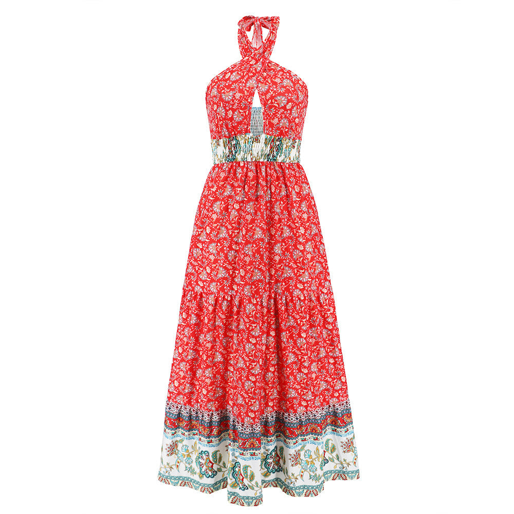 Sexy Halter Summer Bohemian Dresses-Dresses-LQ602-hong-S-Free Shipping at meselling99