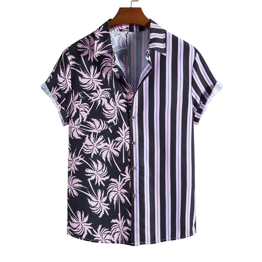 Casual Summer Striped Men's Short Sleeves Shirts-Shirts & Tops-Free Shipping at meselling99