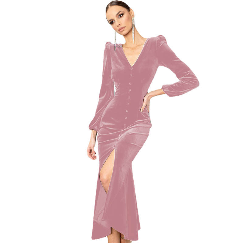 Elegant Fall Long Dresses for Women-Dresses-Pink-S-Free Shipping at meselling99