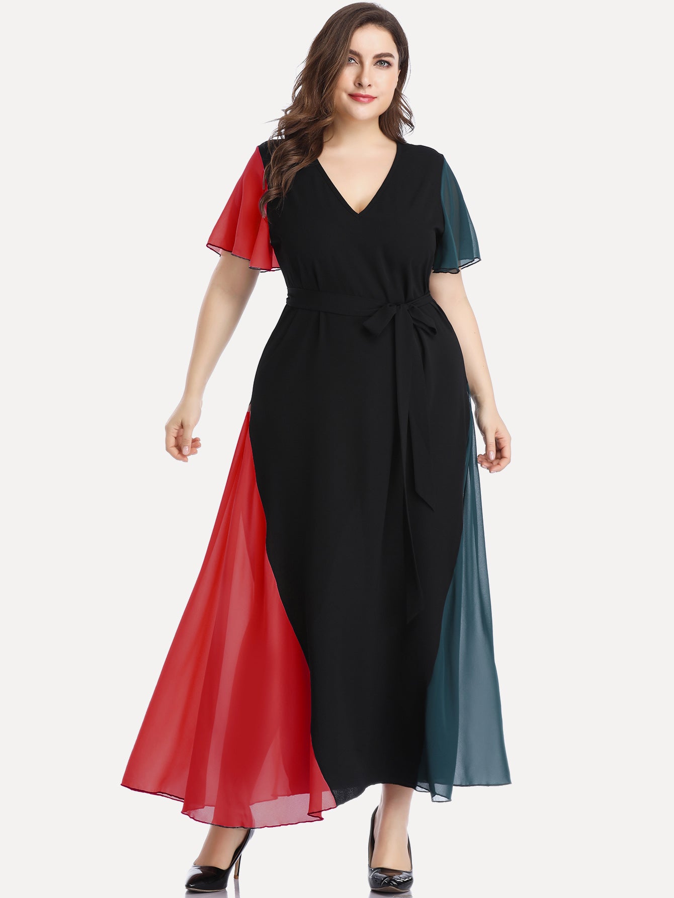 Plus Sizes Fashion Chiffon Women Long Maxi Dresses-Plus Size Dresses-Red-1XL-Free Shipping at meselling99