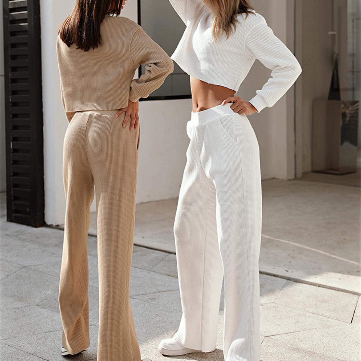 Casual Fall/Winter Two Pieces Tops & Wide Legs Pants-Suits-Free Shipping at meselling99