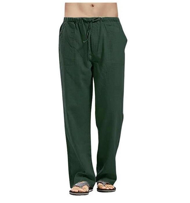 Casual Linen Men's Summer Pants-Pants-Dark Green-S-Free Shipping at meselling99
