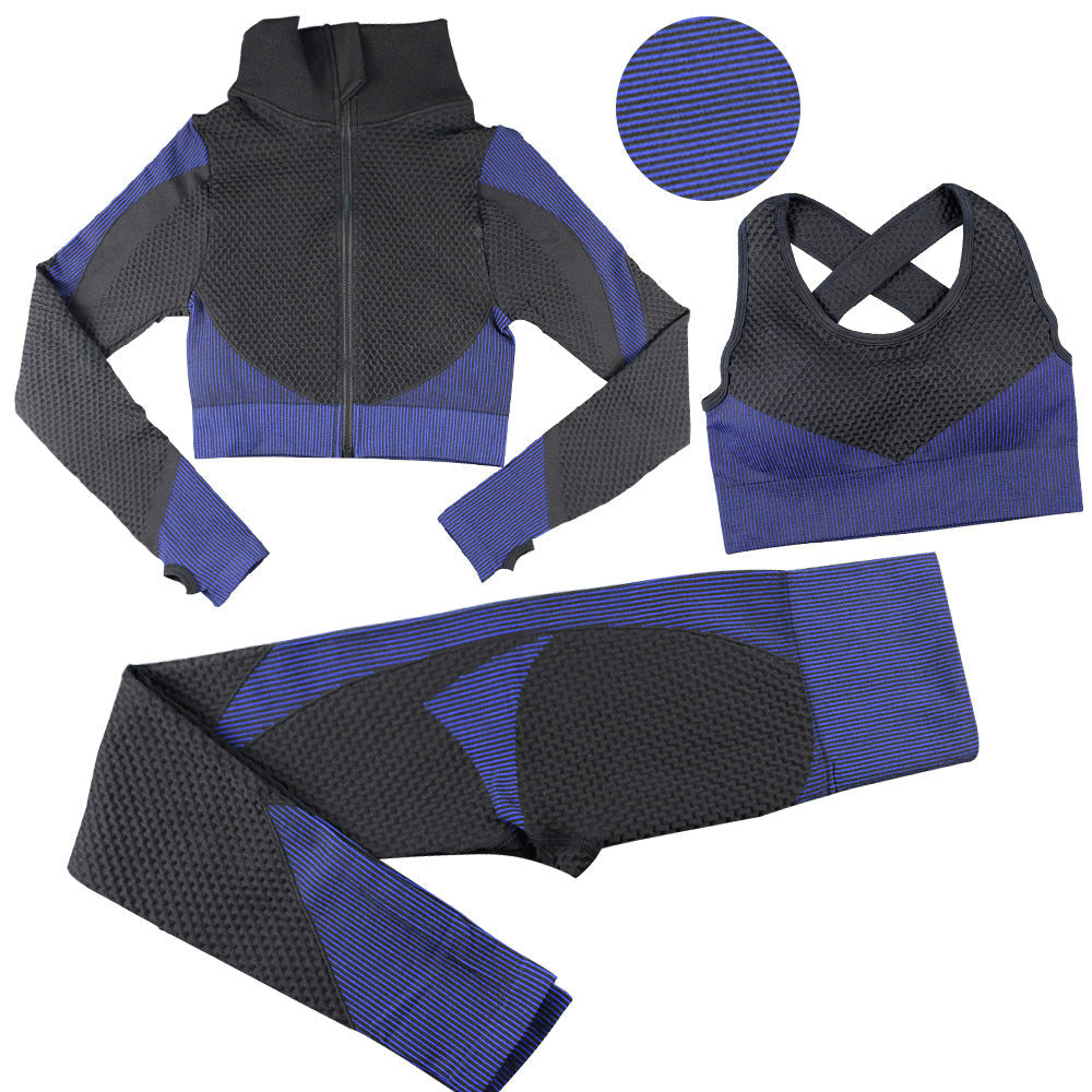 Sexy Body BuiLding Sporting 3pcs Suits for Women-Exercise & Fitness-Navy Blue-S-Free Shipping at meselling99