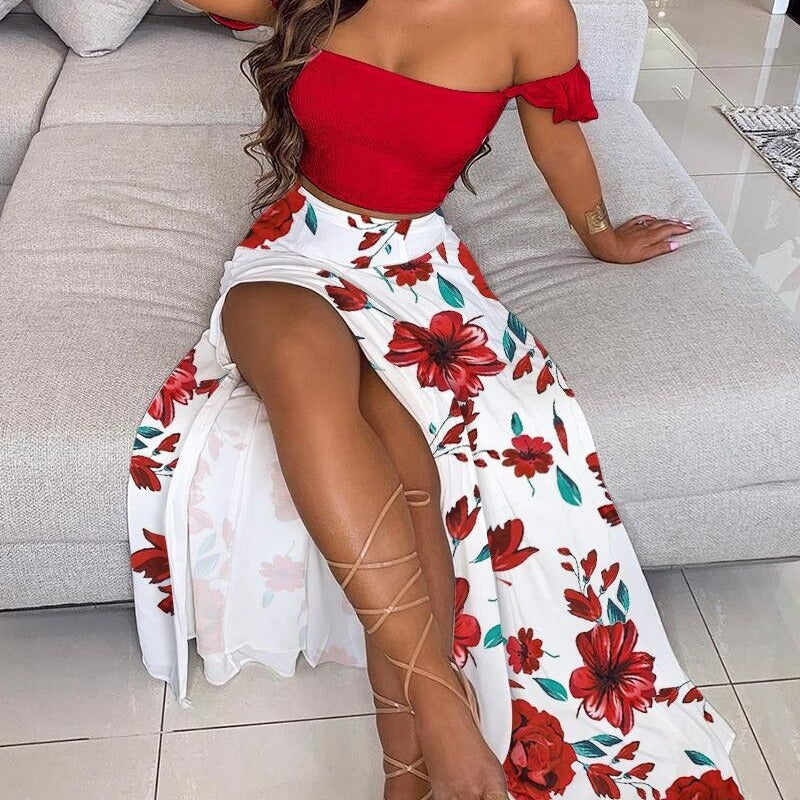 Sexy Off The Shoulder Split Front Two Pieces Dresses-Sexy Dresses-Free Shipping at meselling99