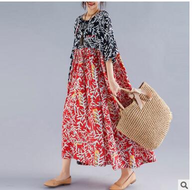 Summer Leaf Print Plus Sizes Cozy Dresses-Dresses-The same as picture-One Size-Free Shipping at meselling99