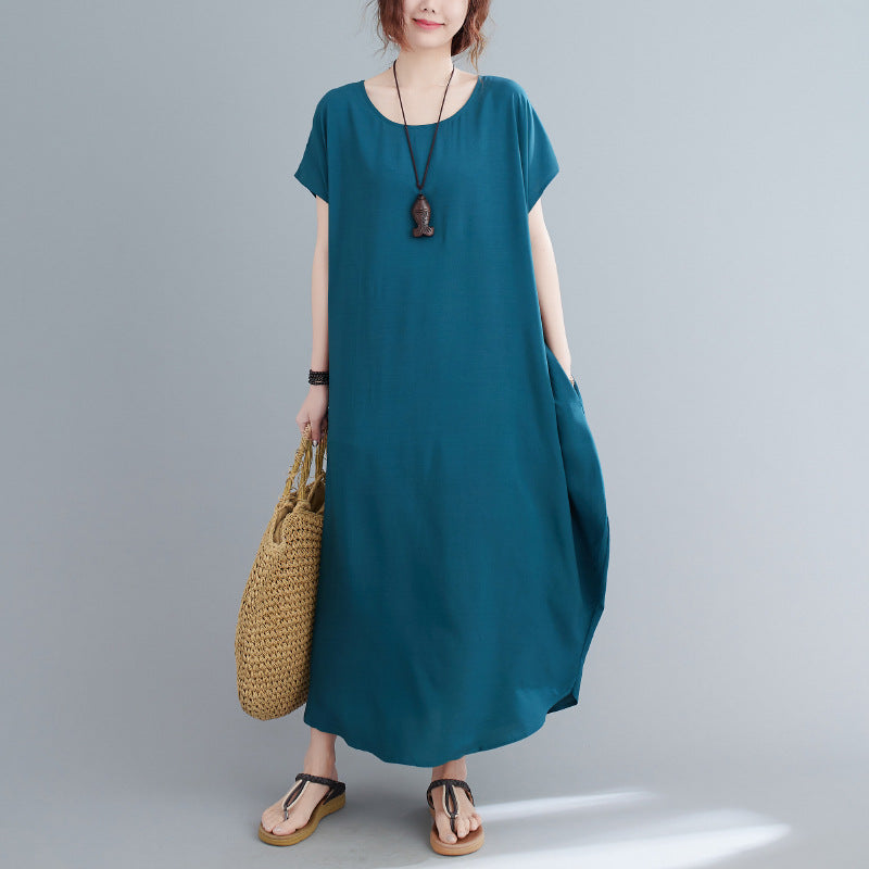 Summer Simple Design Long Cozy Dresses-Dresses-Free Shipping at meselling99