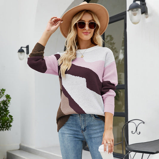 Women Round Neck Knitted Pullover Sweaters-Shirts & Tops-Free Shipping at meselling99
