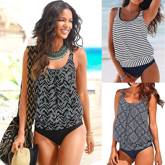 Women Print Coserved Straps Tankini Swiming Suits--Free Shipping at meselling99