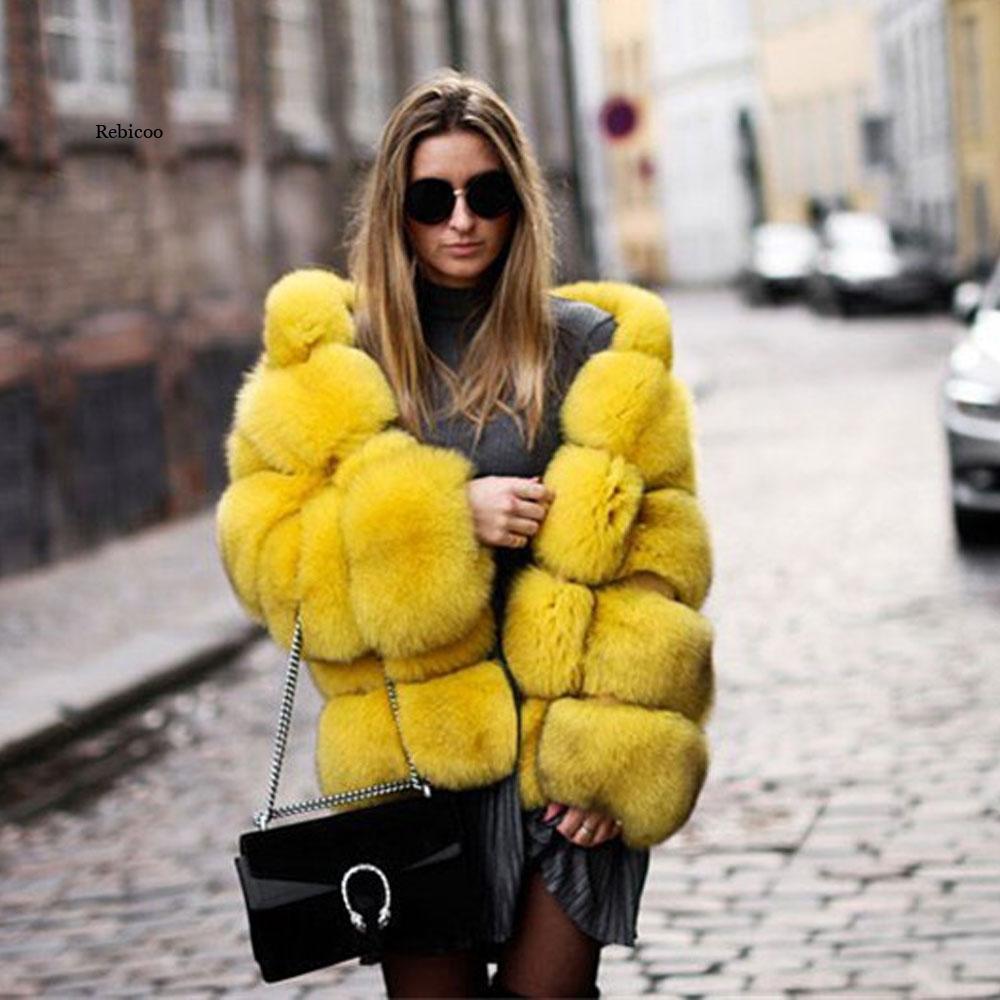 Winter Warm Artificial Fox Fur Overcoat for Men-Outerwear-Yellow-S-Free Shipping at meselling99