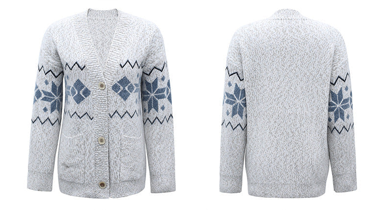 Fashion Christmas Flake Knitted Cardigan Coats-Shirts & Tops-Free Shipping at meselling99